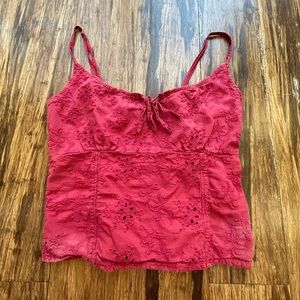 Abercrombie & Fitch Red Floral Designed Crop Top Size: S